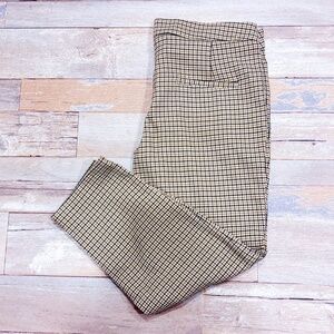 ZARA Beige and black houndstooth pattern narrow leg trousers